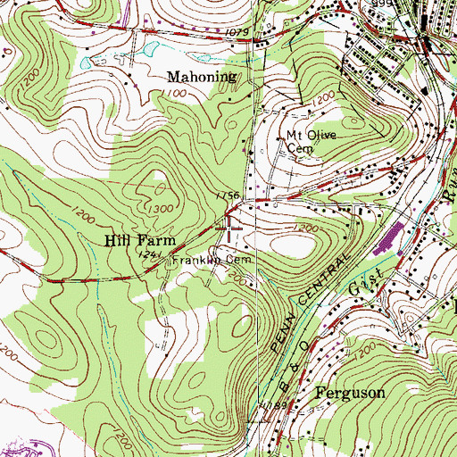 Topographic Map of Franklin Cemetery, PA