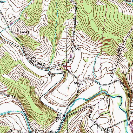 Topographic Map of Franklin Cemetery, PA