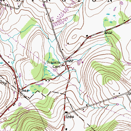 Topographic Map of Franklin Cemetery, PA