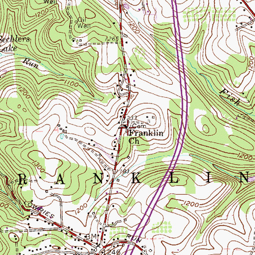 Topographic Map of Franklin Church, PA