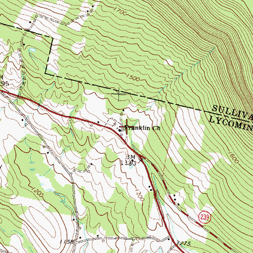 Topographic Map of Franklin Church, PA