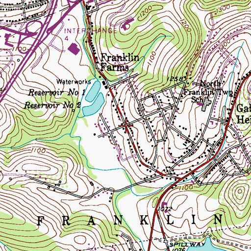 Topographic Map of Franklin Farms, PA