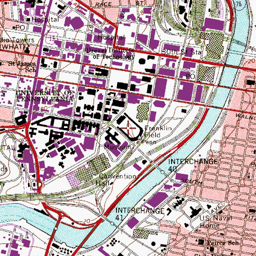 Topographic Map of Franklin Field, PA