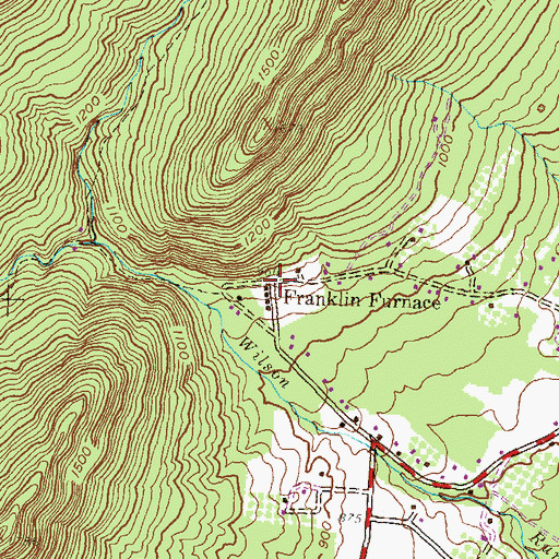 Topographic Map of Franklin Furnace, PA