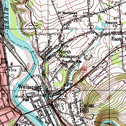 Topographic Map of Franklin Heights School, PA