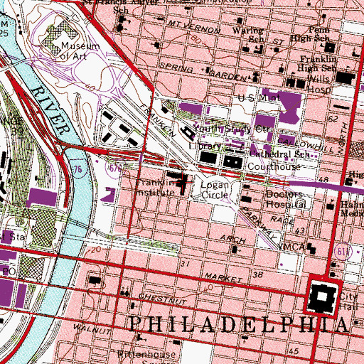 Topographic Map of Franklin Institute, PA