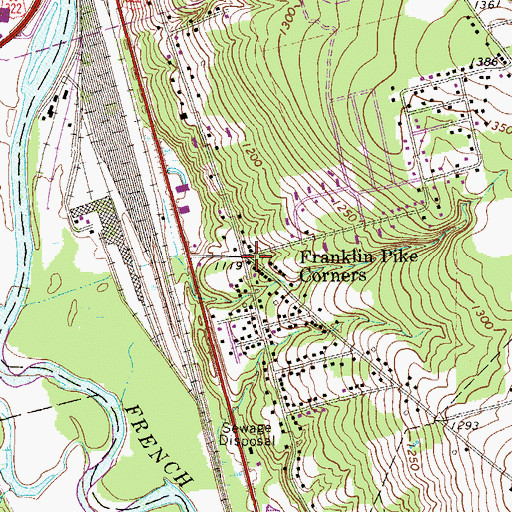 Topographic Map of Franklin Pike Corners, PA