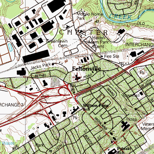 Topographic Map of Franklin School, PA