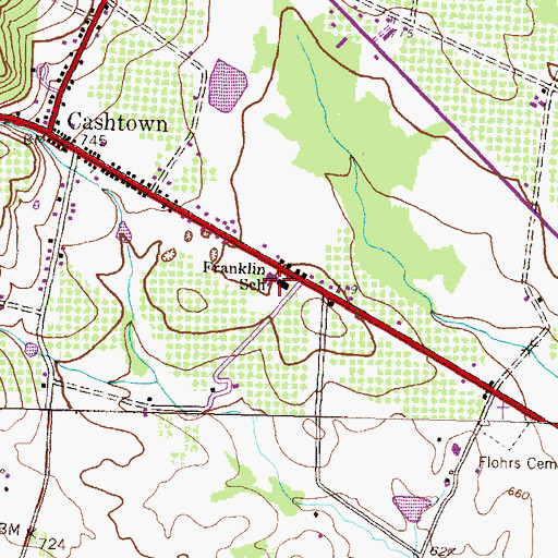 Topographic Map of Franklin Township Elementary School, PA