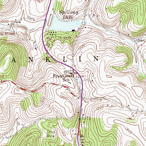Topographic Map of Franklin School, PA