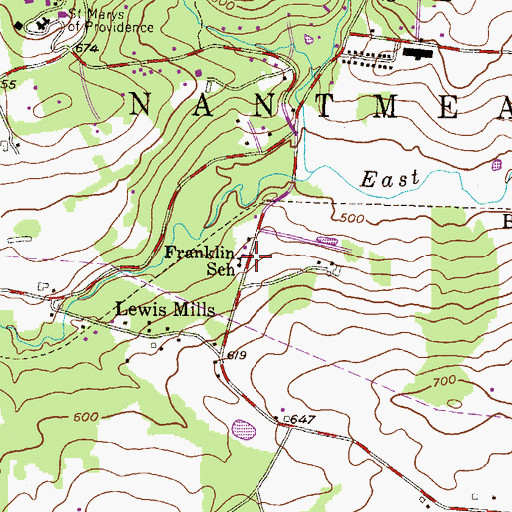 Topographic Map of Franklin School, PA