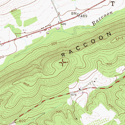 Topographic Map of Raccoon Ridge, PA