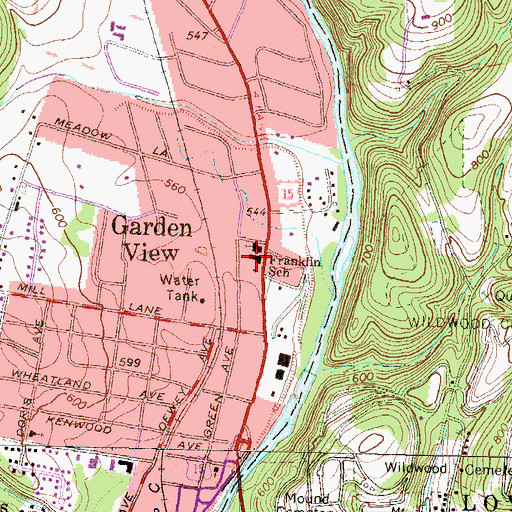 Topographic Map of Franklin School, PA