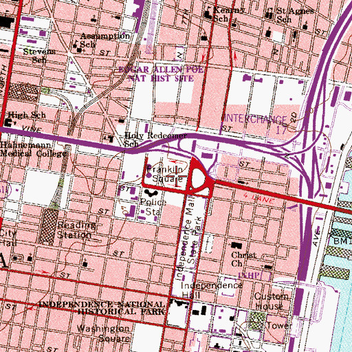 Topographic Map of Franklin Square, PA