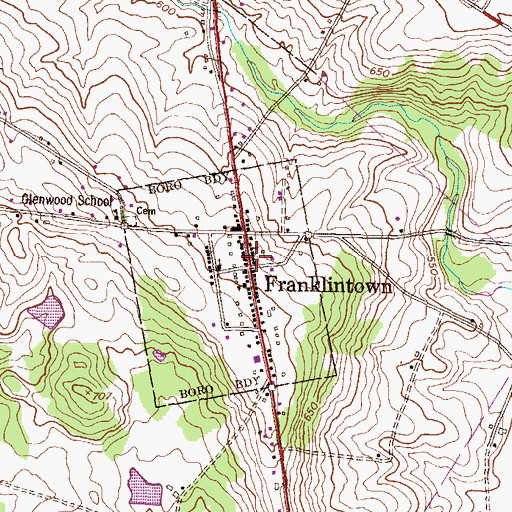Topographic Map of Franklintown, PA