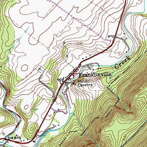 Topographic Map of Franklinville, PA