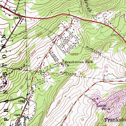 Topographic Map of Frankstown Park Church, PA