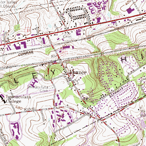 Topographic Map of Frazer, PA