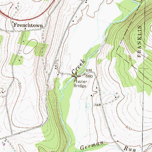 Topographic Map of Frazier Bridge, PA