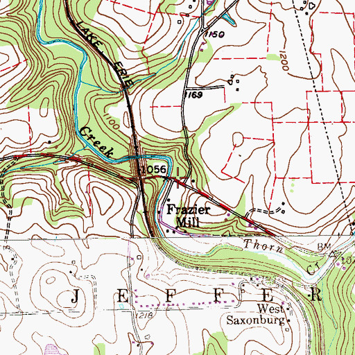 Topographic Map of Frazier Mill, PA