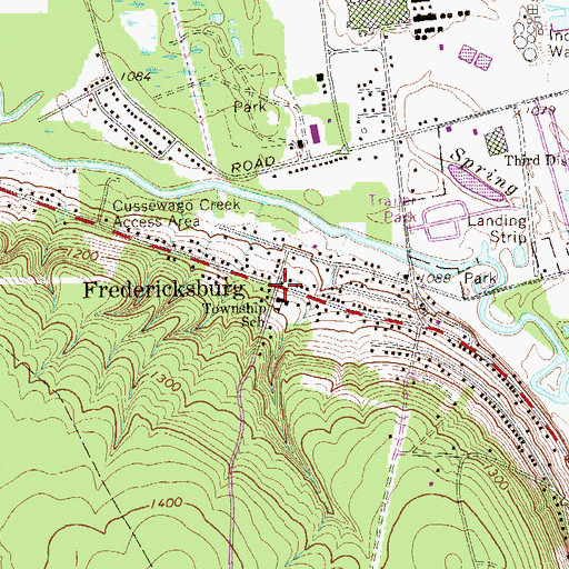 Topographic Map of Fredericksburg, PA