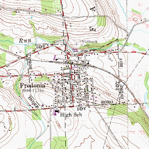 Topographic Map of Fredonia, PA