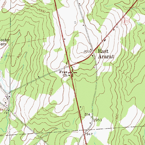 Topographic Map of Free Church, PA