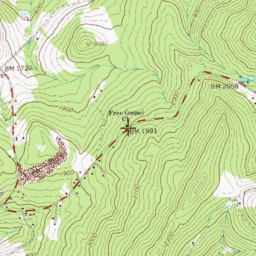 Topographic Map of Free Gospel Church, PA