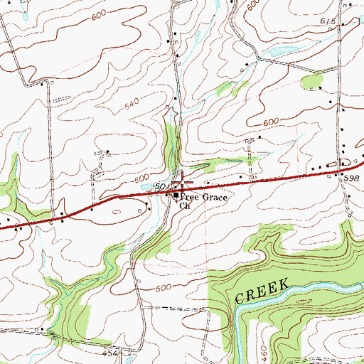 Topographic Map of Free Grace Church, PA