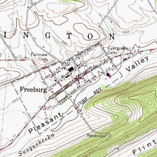 Topographic Map of Freeburg, PA