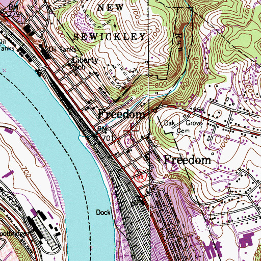 Topographic Map of Freedom, PA