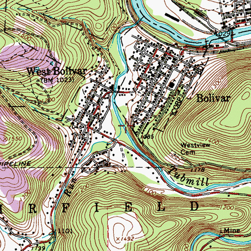 Topographic Map of Freeman Run, PA