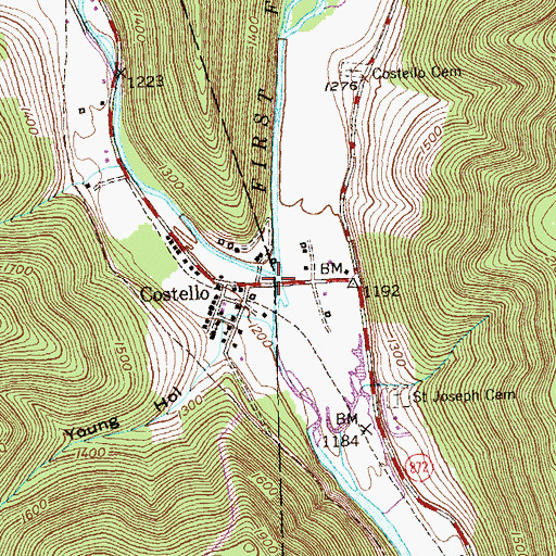 Topographic Map of Freeman Run, PA