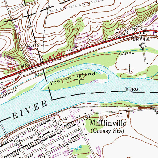 Topographic Map of French Island, PA