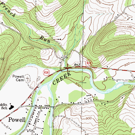 Topographic Map of French Run, PA