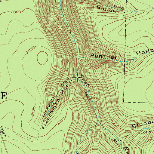 Topographic Map of Frenchman Hollow, PA