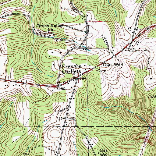 Topographic Map of Frenchs Corners, PA