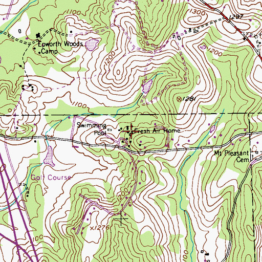 Topographic Map of Fresh Air Home, PA