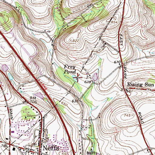 Topographic Map of Frey Pond, PA