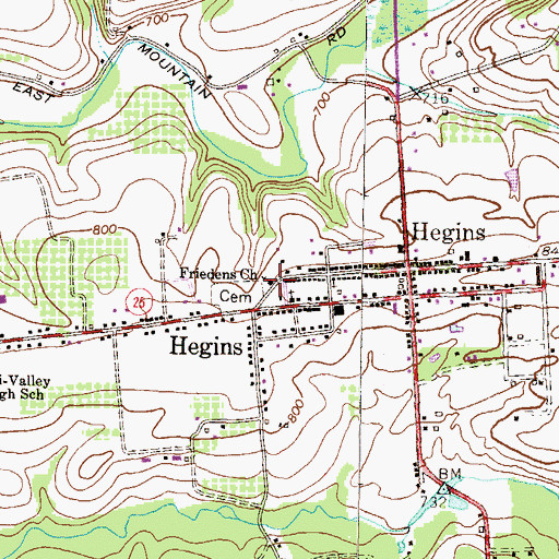 Topographic Map of Friedens Church, PA
