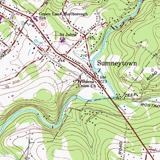 Topographic Map of Friedens Union Church, PA