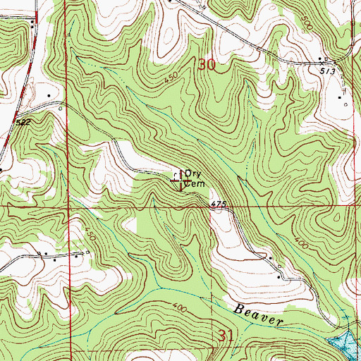 Topographic Map of Dry Cemetery, AL