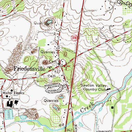 Topographic Map of Friedensville, PA