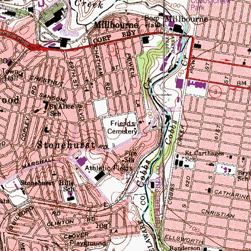 Topographic Map of Friends Southwestern Burial Ground, PA