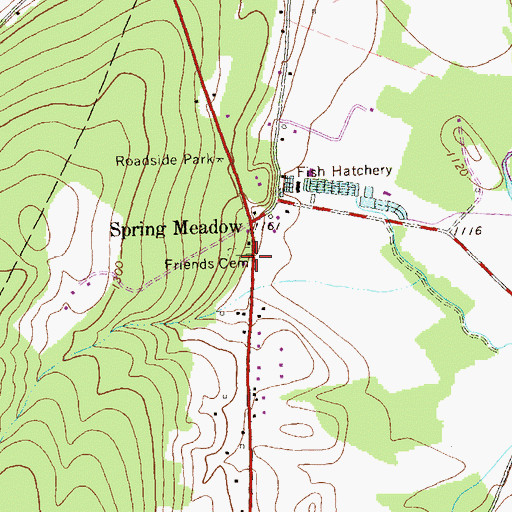 Topographic Map of Friends Cemetery, PA