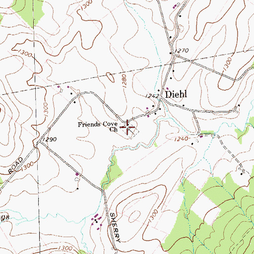 Topographic Map of Friends Cove Church, PA