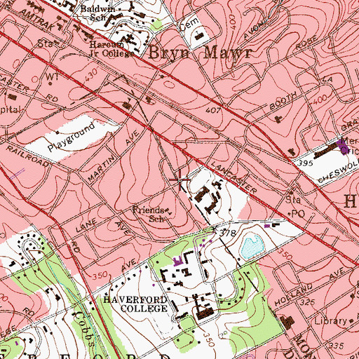 Topographic Map of Friends School, PA