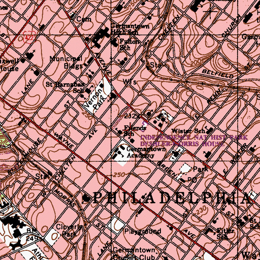 Topographic Map of Friends School, PA