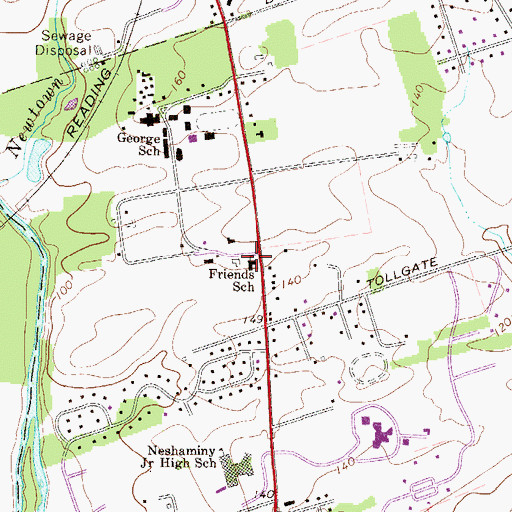 Topographic Map of Friends School, PA