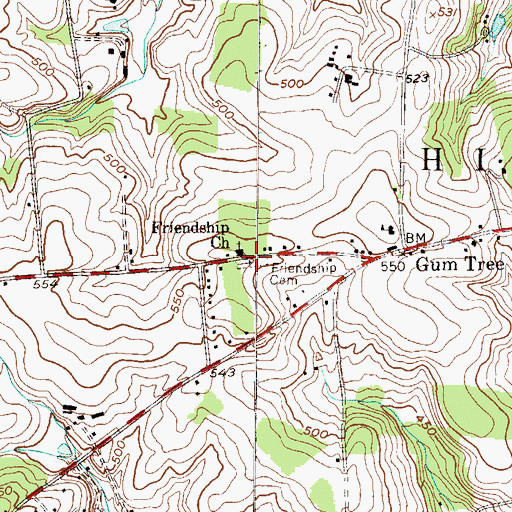 Topographic Map of Friendship United Methodist Church Cemetery, PA